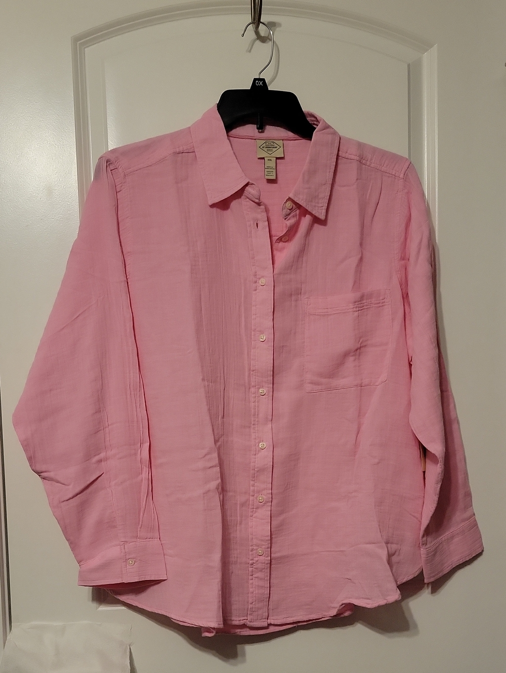 St. John's Bay Womens Pink XXL 100% Cotton, Button Up, Long Sleeve, Shirt. NWT
